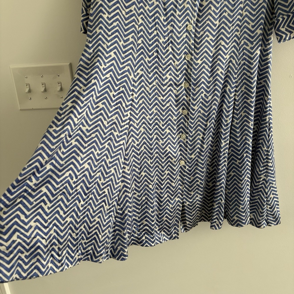 BROOKS BROTHERS Blue White 100%Silk Charmeuse Shirtdress Women's Sz10 PreppyCity - Picture 6 of 9